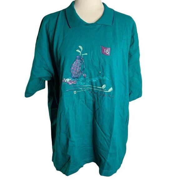 Vintage Northern Reflections Golf T Shirt XL Green Collared Short Sleeve Graphic - Picture 2 of 7